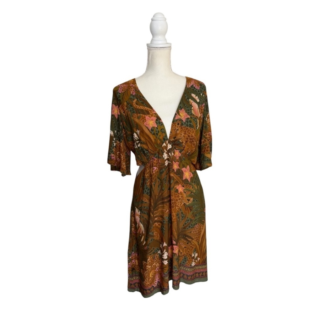 Farm Rio Tropical Jungle Mid Cutout Dress